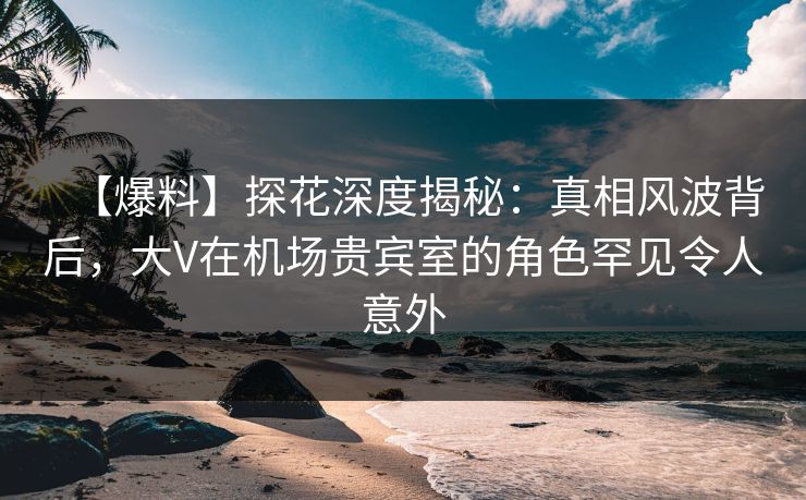 【爆料】探花深度揭秘：真相风波背后，大V在机场贵宾室的角色罕见令人意外