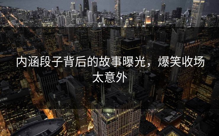 内涵段子背后的故事曝光，爆笑收场太意外