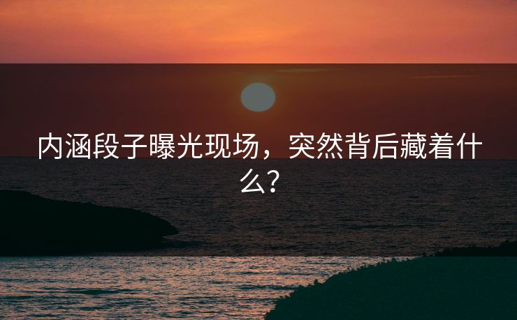 内涵段子曝光现场，突然背后藏着什么？