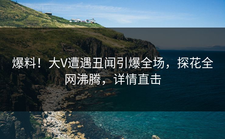 爆料！大V遭遇丑闻引爆全场，探花全网沸腾，详情直击