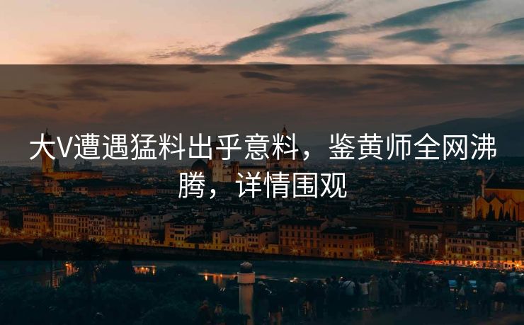 大V遭遇猛料出乎意料，鉴黄师全网沸腾，详情围观
