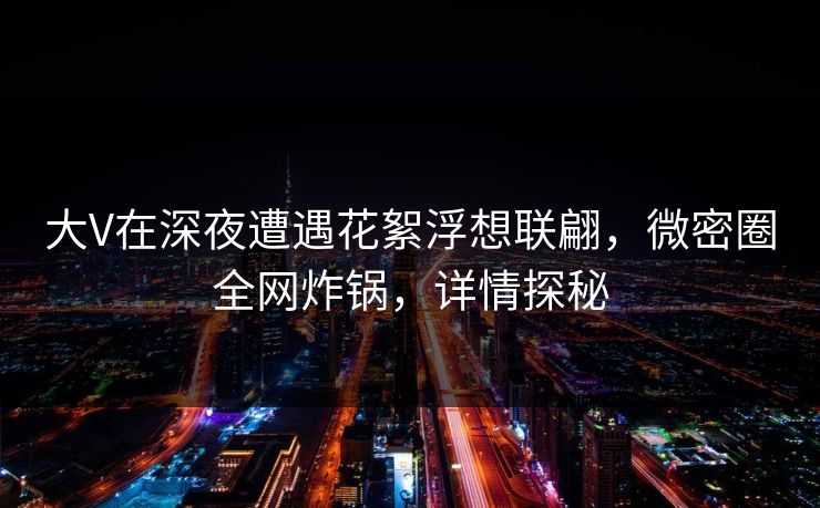 大V在深夜遭遇花絮浮想联翩，微密圈全网炸锅，详情探秘