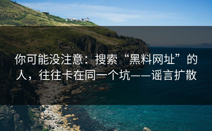 你可能没注意：搜索“黑料网址”的人，往往卡在同一个坑——谣言扩散