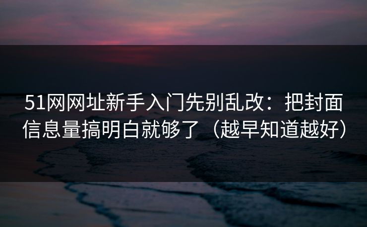 51网网址新手入门先别乱改：把封面信息量搞明白就够了（越早知道越好）